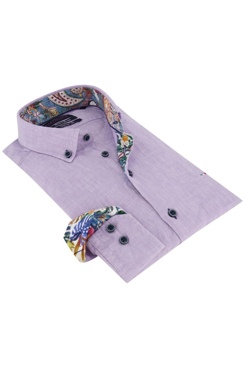 Portofino overhemd Tailord Fit ml7 gemeleerd paars