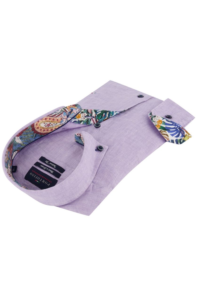 Portofino overhemd Tailord Fit ml7 gemeleerd paars