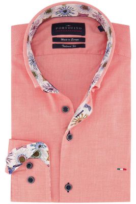 Portofino Portofino overhemd zalm roze ml 7 Tailored Fit