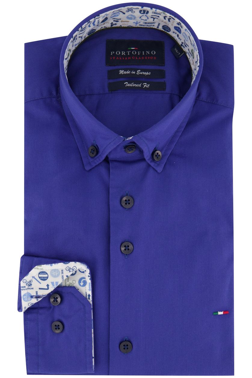 Portofino overhemd blauw Tailored Fit ml 7