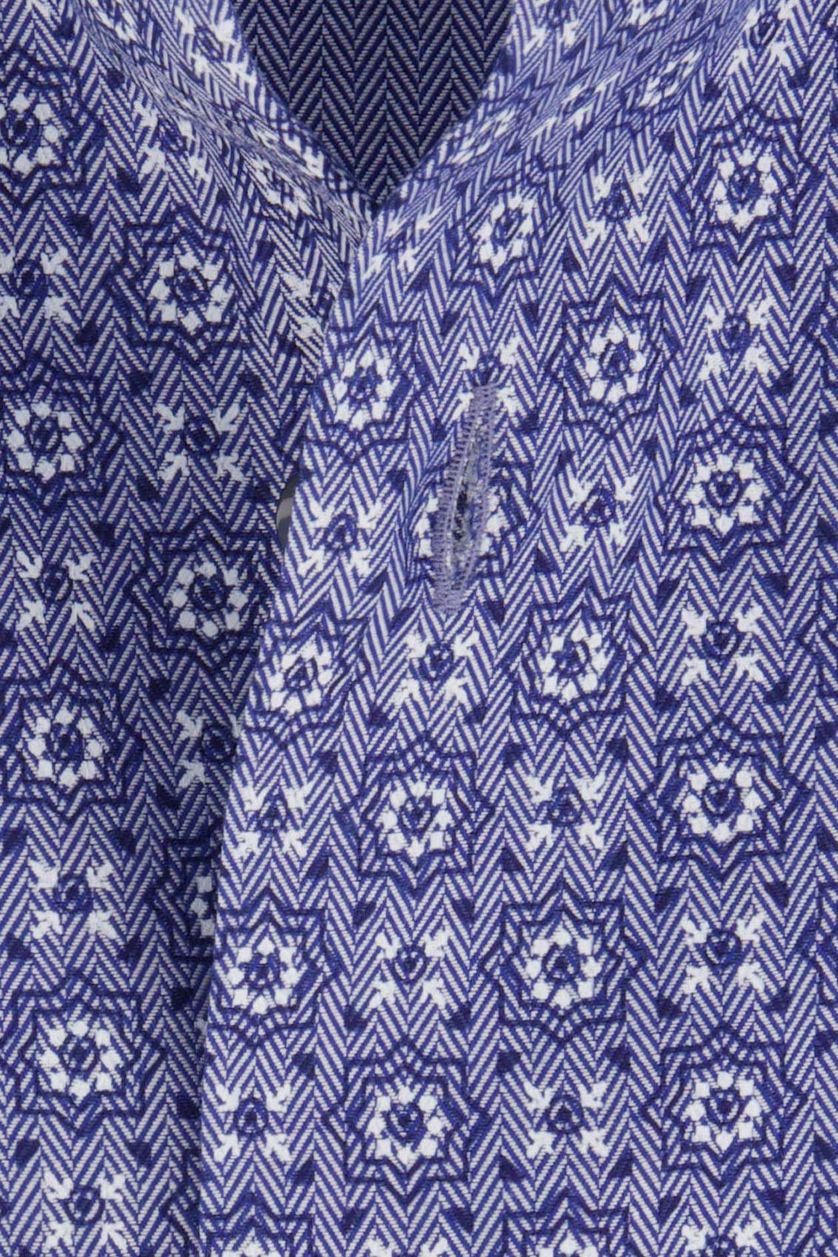Eterna overhemd Modern Fit blauw geprint korte mouw