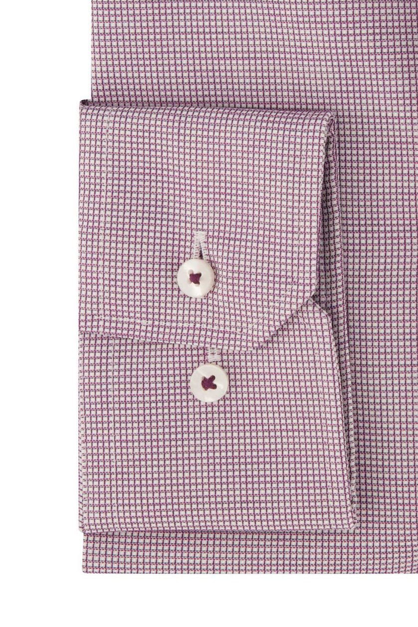 Eterna business overhemd paars geruit katoen normale fit