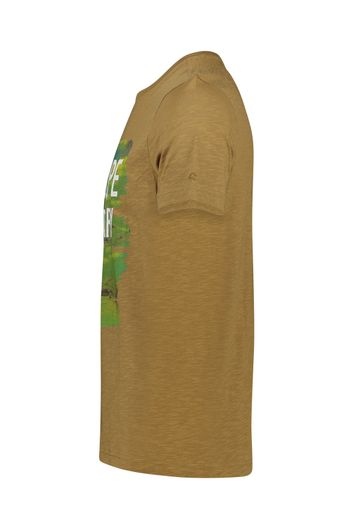 Camel Active t-shirt  normale fit bruin geprint katoen