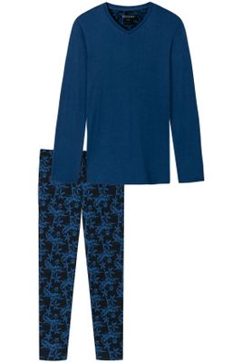 Schiesser Schiesser pyjama geprint katoen donkerblauw 