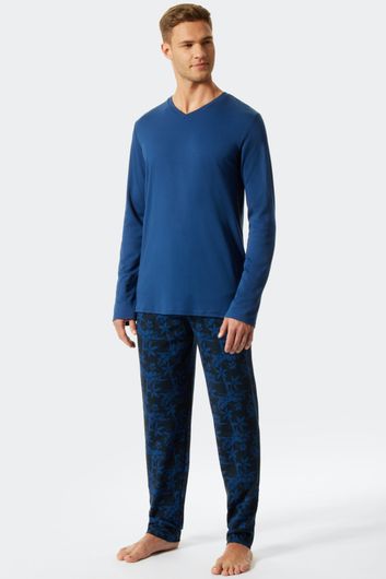 pyjama Schiesser geprint katoen donkerblauw