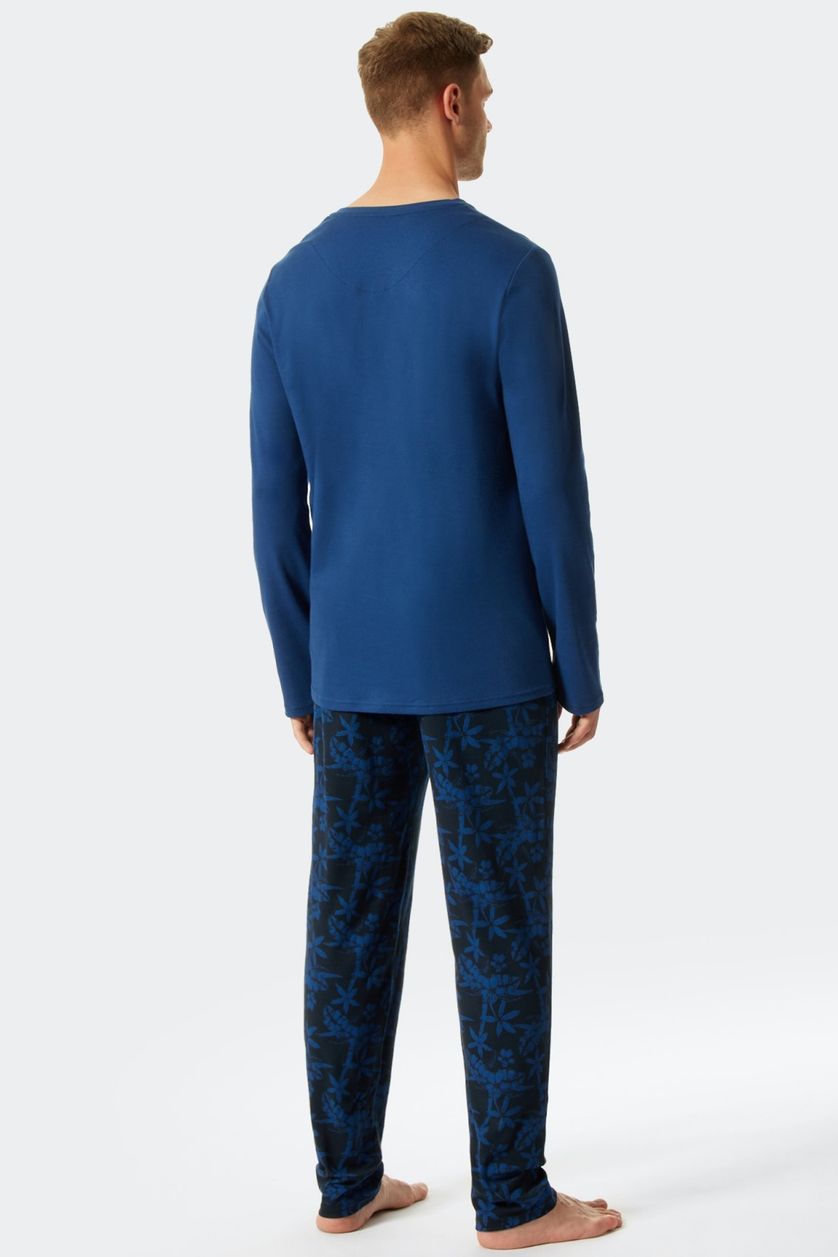 Schiesser pyjama geprint katoen donkerblauw 