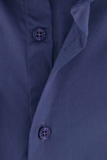 Ledub business overhemd Modern Fit blauw katoen-stretch