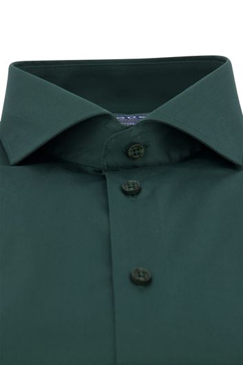 business overhemd Ledub Modern Fit groen effen katoen normale fit 