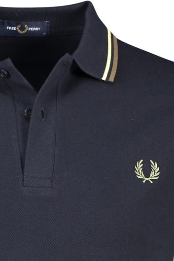 polo Fred Perry donkerblauw effen katoen normale fit