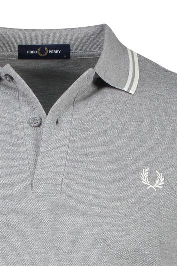 Fred Perry polo  normale fit grijs effen katoen