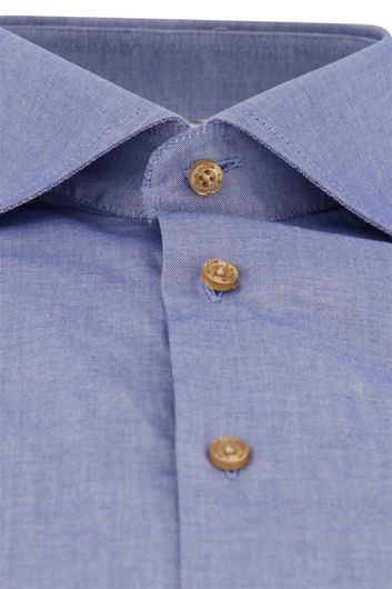 Ledub business overhemd Modern Fit New normale fit blauw effen katoen borstzak