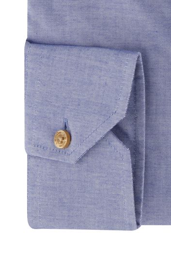 Ledub business overhemd Modern Fit New normale fit blauw effen katoen borstzak