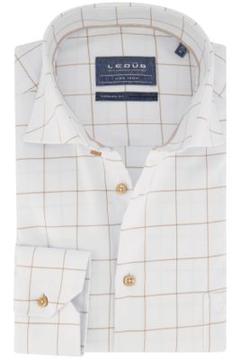 Ledub Ledub business overhemd Modern Fit normale fit wit geruit katoen