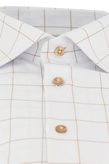 business overhemd Ledub Modern Fit wit geruit katoen normale fit 