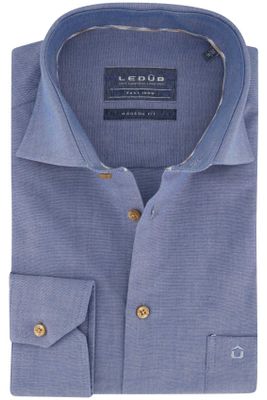 Ledub Ledub business overhemd Modern Fit New blauw effen katoen normale fit