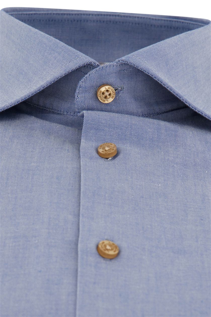 Ledub overhemd mouwlengte 7 Modern Fit New blauw effen  normale fit