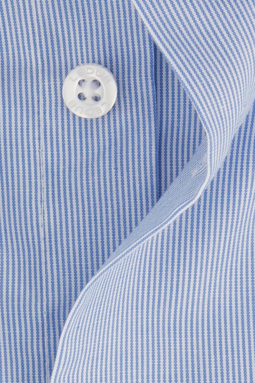 Ledub overhemd korte mouw Modern Fit New lichtblauw gestreept met borstzak