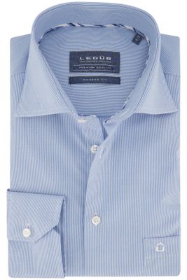 Ledub Ledub overhemd mouwlengte 7 Modern Fit New normale fit lichtblauw streepjes katoen