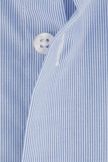 overhemd mouwlengte 7 Ledub Modern Fit New lichtblauw gestreept katoen normale fit 