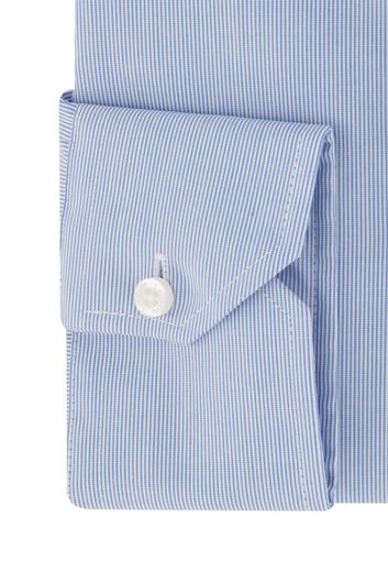 Ledub overhemd mouwlengte 7 Modern Fit New normale fit lichtblauw streepjes katoen