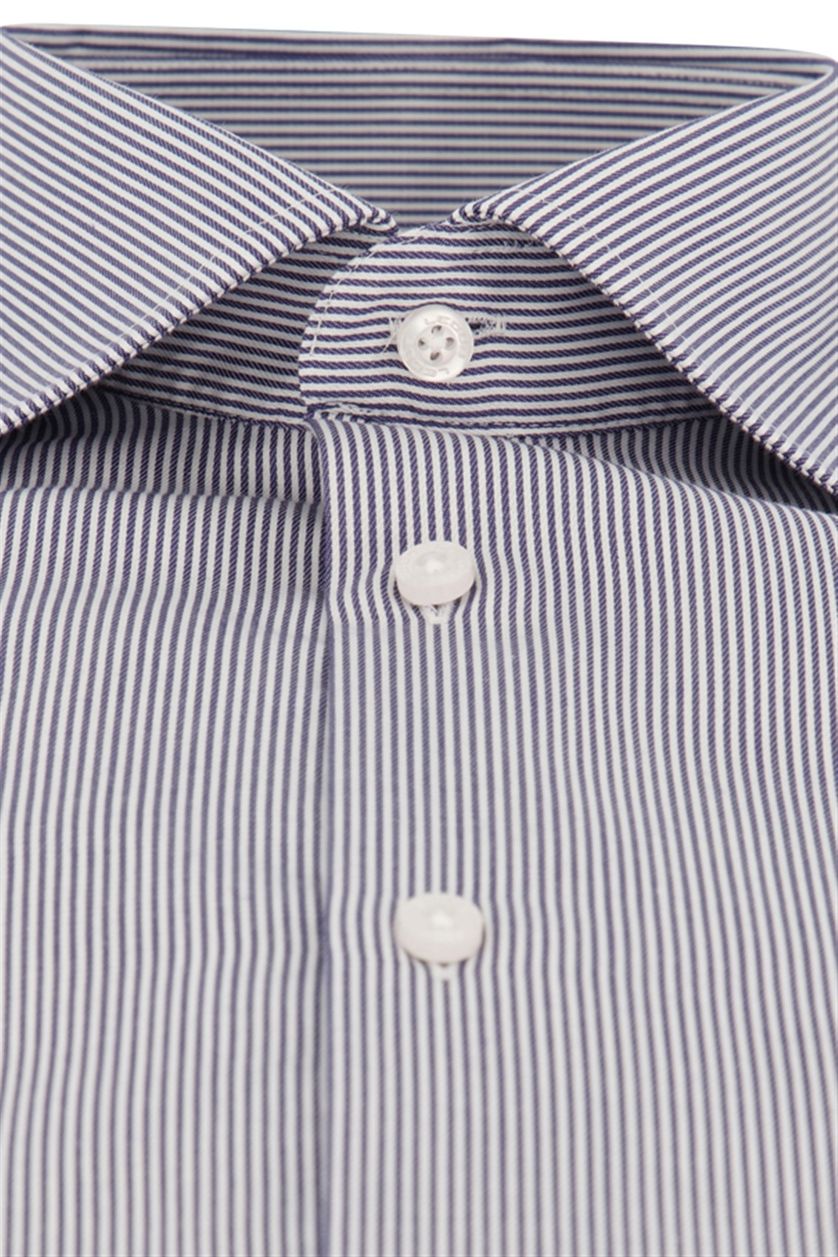 Ledub overhemd mouwlengte 7 Modern Fit New donkerblauw gestreept katoen normale fit
