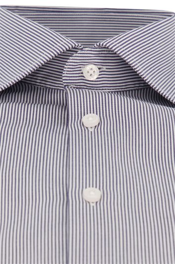 Ledub overhemd mouwlengte 7 Modern Fit New normale fit donkerblauw gestreept katoen