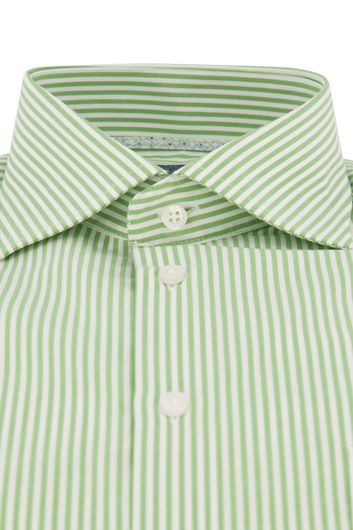 Ledub business overhemd  normale fit groen gestreept katoen