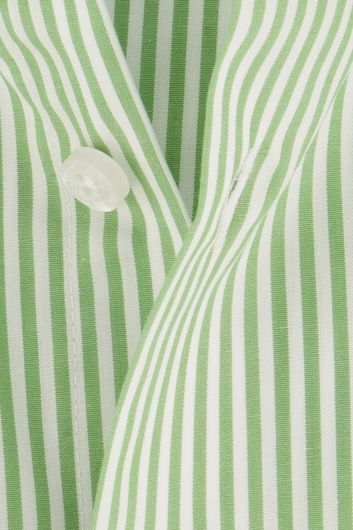 Ledub business overhemd  normale fit groen gestreept katoen
