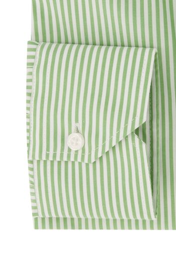 business overhemd Ledub  groen gestreept katoen normale fit 