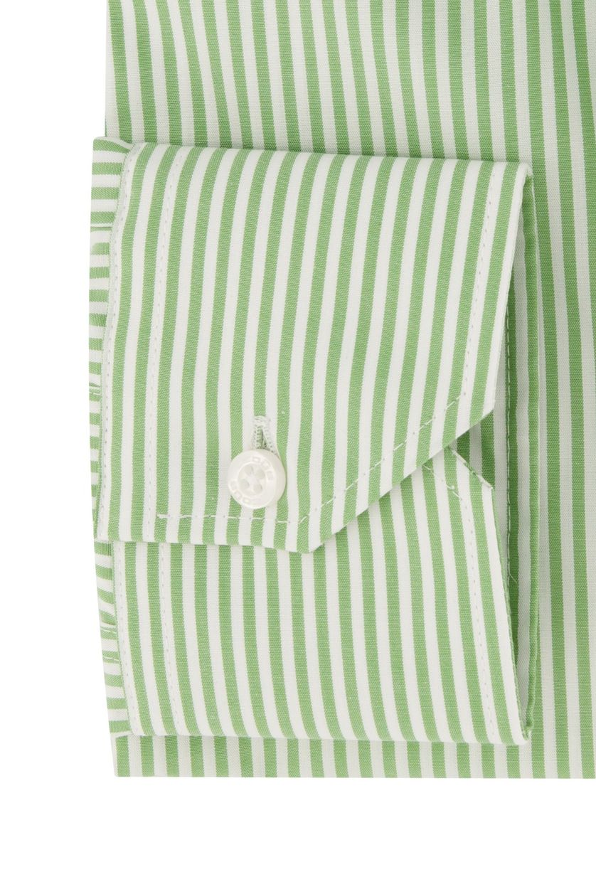 Ledub business overhemd  groen gestreept katoen normale fit
