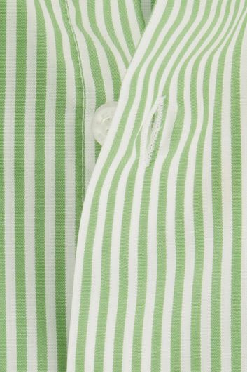 overhemd mouwlengte 7 Ledub Modern Fit New groen gestreept katoen normale fit 