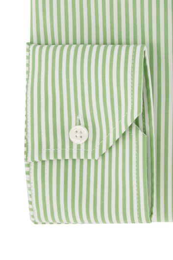 overhemd mouwlengte 7 Ledub Modern Fit New groen gestreept katoen normale fit 