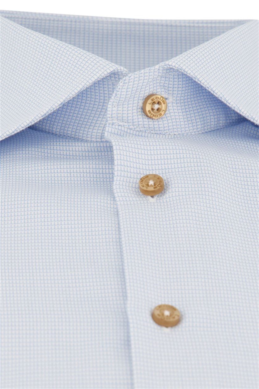 Ledub overhemd borstzak mouwlengte 7 Modern Fit New lichtblauw geruit katoen normale fit