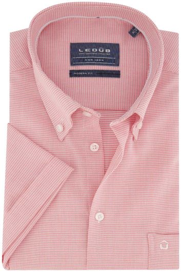 overhemd korte mouw Ledub  roze geprint katoen normale fit 