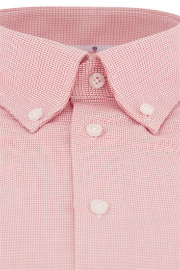 overhemd korte mouw Ledub  roze geprint katoen normale fit 