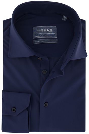 Ledub business overhemd Modern Fit New normale fit donkerblauw effen 