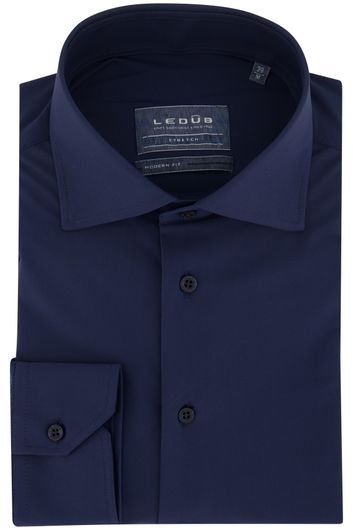 business overhemd Ledub Modern Fit New donkerblauw effen  normale fit 