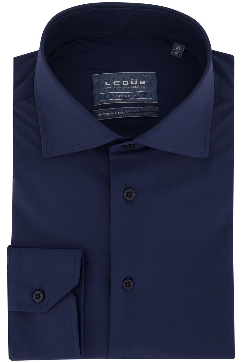 Ledub business overhemd Modern Fit New donkerblauw effen  normale fit