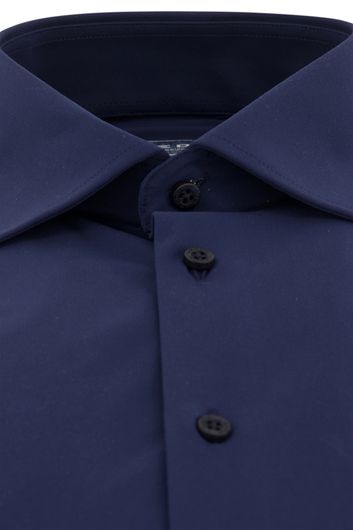 overhemd mouwlengte 7 Ledub Modern Fit donkerblauw effen normale fit 