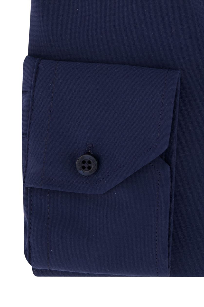 Ledub overhemd mouwlengte 7 Modern Fit donkerblauw effen normale fit