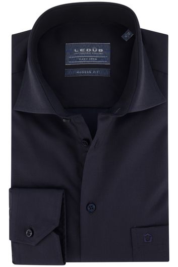 business overhemd Ledub Modern Fit New donkerblauw effen katoen normale fit 