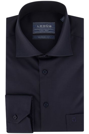 business overhemd Ledub Modern Fit New donkerblauw effen katoen normale fit 