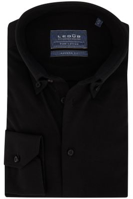 Ledub business overhemd Ledub Modern Fit New zwart effen katoen normale fit 