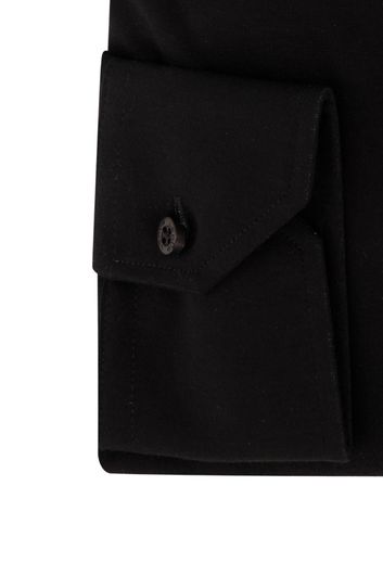 business overhemd Ledub Modern Fit New zwart effen katoen normale fit 
