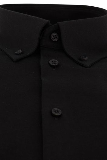 Ledub overhemd mouwlengte 7 Modern Fit New normale fit zwart effen katoen