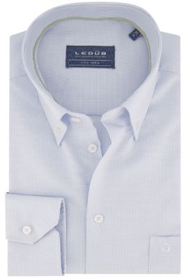 Ledub business overhemd Ledub Modern Fit New lichtblauw geruit katoen normale fit 