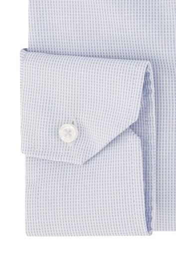 business overhemd Ledub Modern Fit New lichtblauw geruit katoen normale fit 