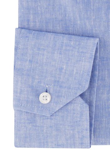 business overhemd Ledub Modern Fit New lichtblauw effen linnen normale fit 