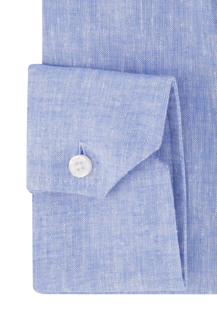 Ledub overhemd mouwlengte 7 Modern Fit New lichtblauw effen linnen normale fit