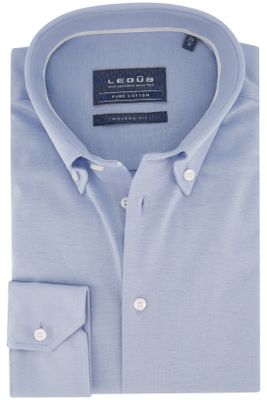 Ledub Ledub overhemd mouwlengte 7 Modern Fit lichtblauw effen katoen normale fit